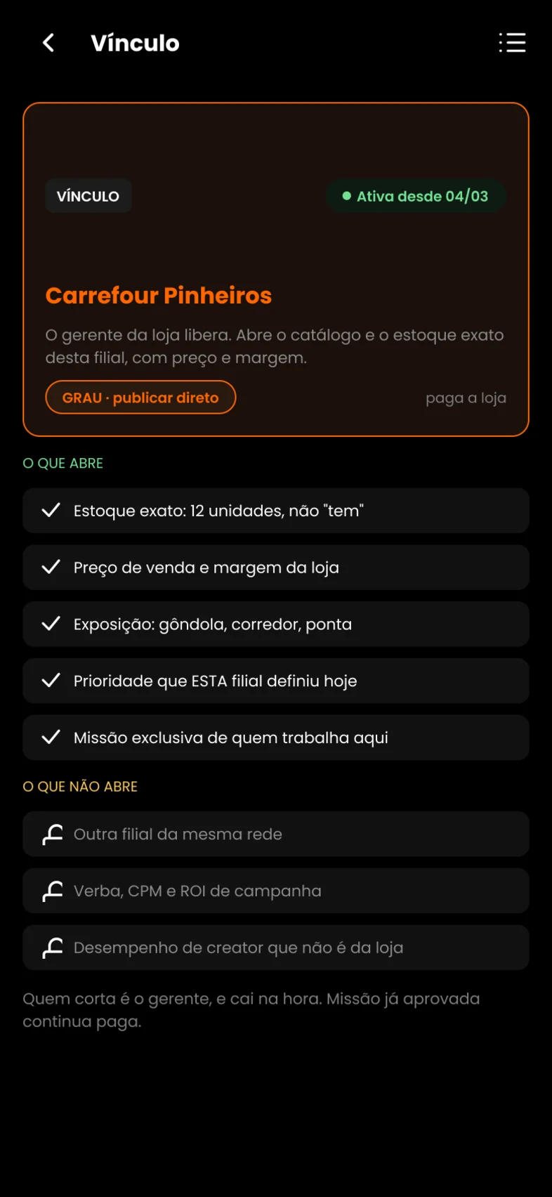 Vínculo com a loja